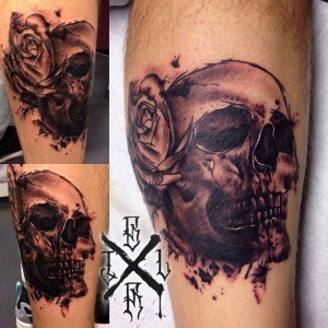 Skull black rain tattoo