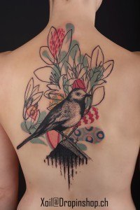 Tatouage oiseau Loic Lavenue tatoueur