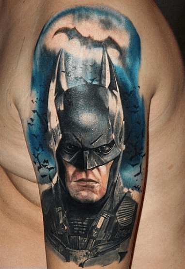 Tatouage Batman realiste couleurs