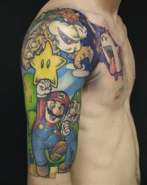 Tatouage Nintendo manchette Mario