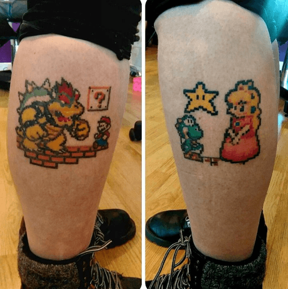 Tatouage jambe pixel Mario Land