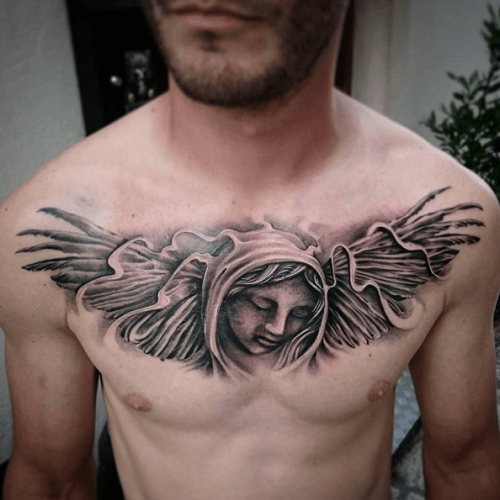 Tatouage chest ailes ange