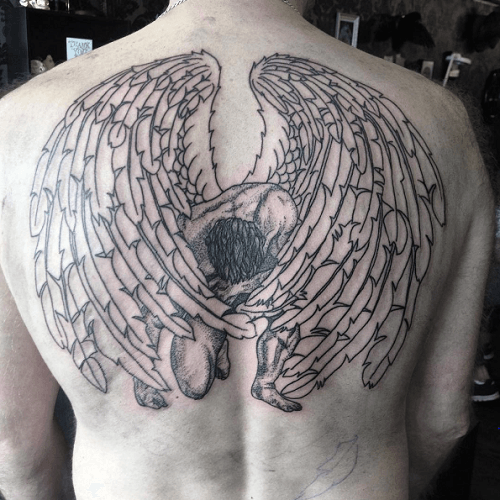 Tatouage dos ailes ange