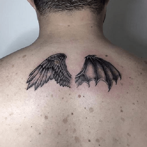 Tatouage nuque ailes ange demon