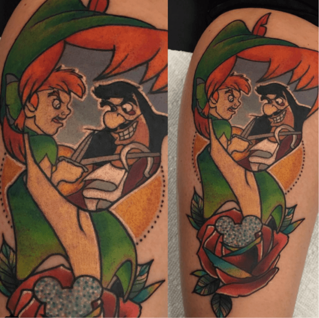 Tatouage peter pan tattoo new school