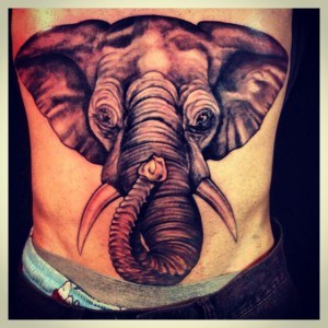 tatouage éléphant nombril