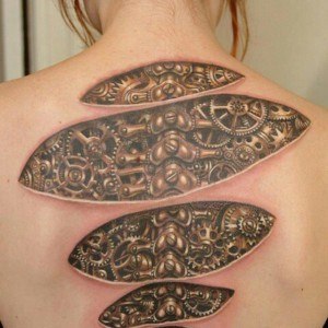 tatouage engrenage 3D