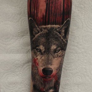 tatouage loup 3D