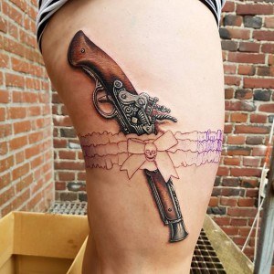 tatouage noeud pistolet